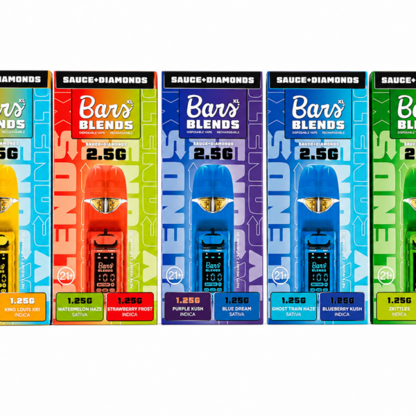 Five Sauce Bars Blends 2.5g vape packs in the full flavor lineup, sauce diamonds blend